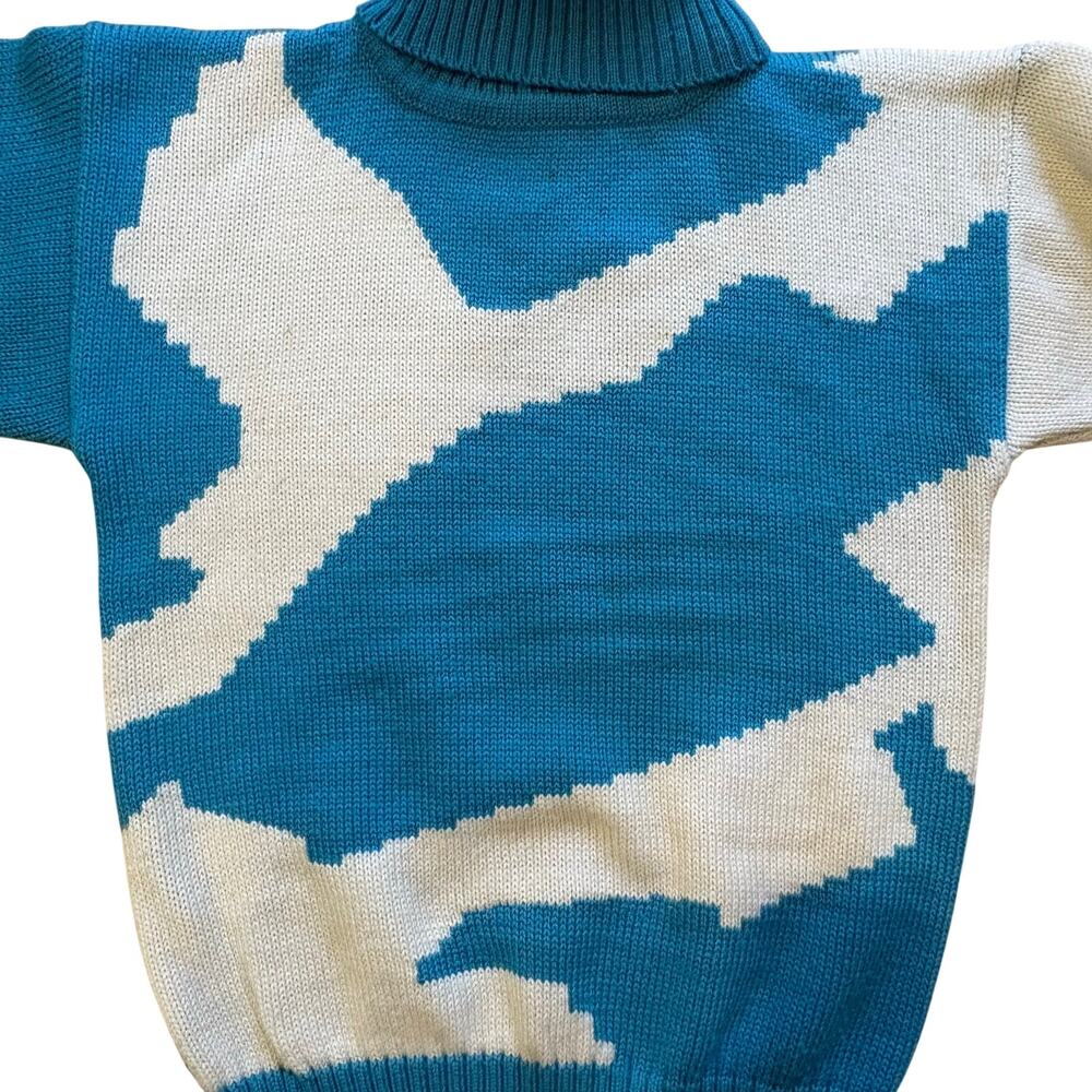 Nils Women’s Turtleneck Chunky Knit Sweater Sweater Blue Ski Vintage Alpine - Picture 2 of 8